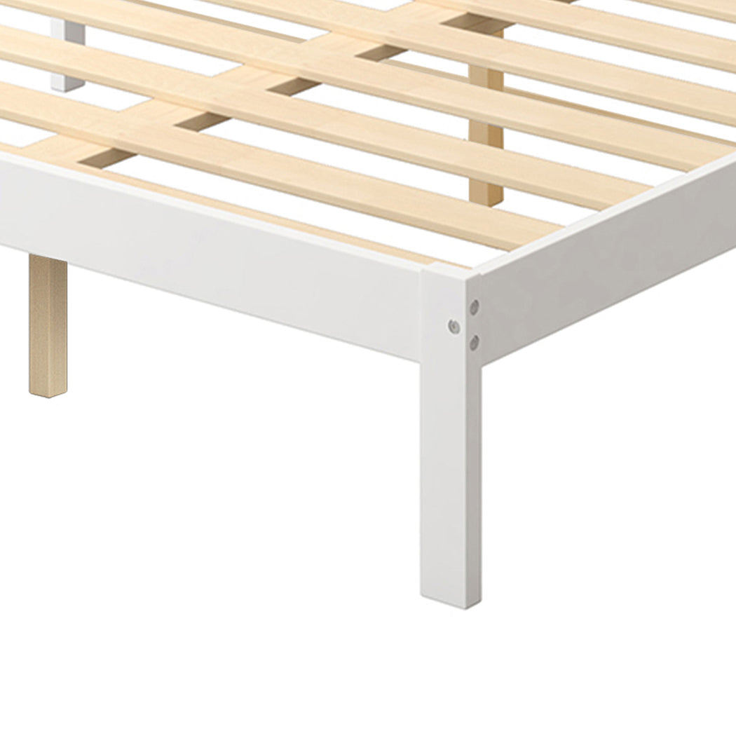 Levede White Wooden Queen Bed Frame leg