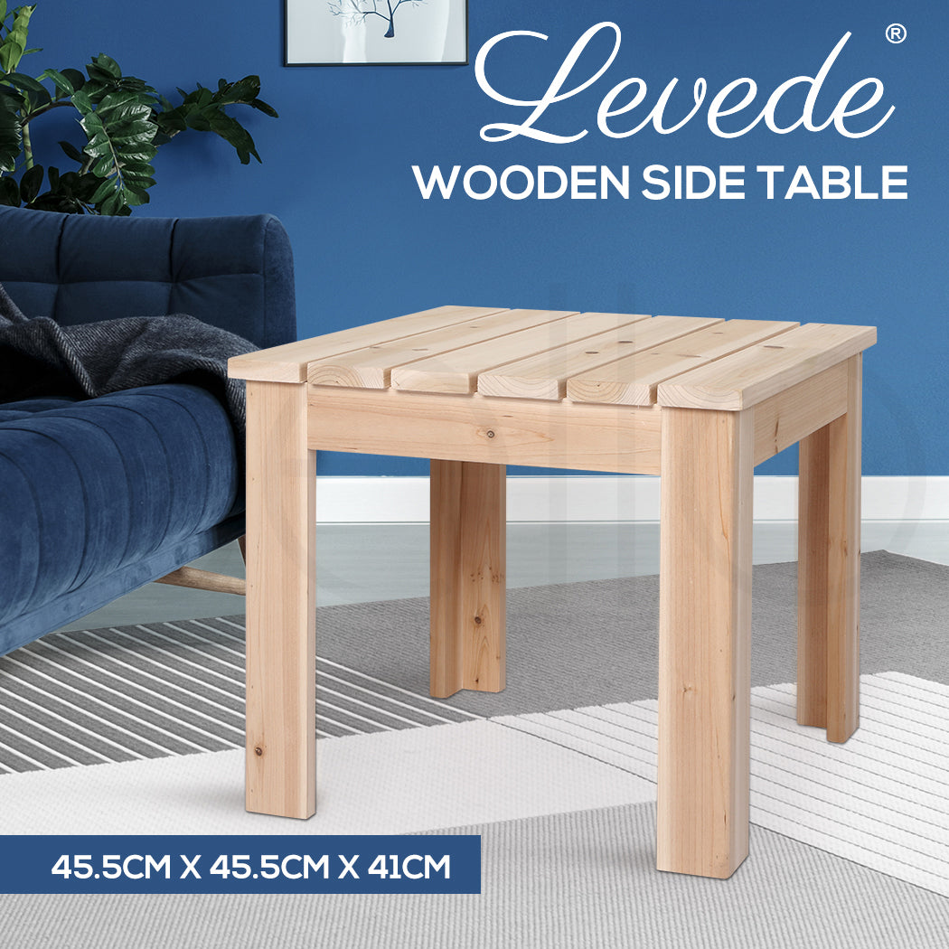 Levede Wooden Outdoor Side Table with couch