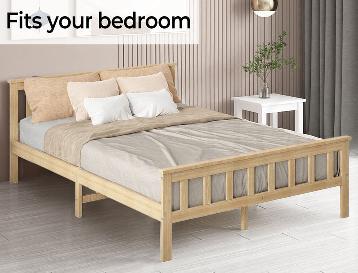  Levede wooden bed frame in bedroom