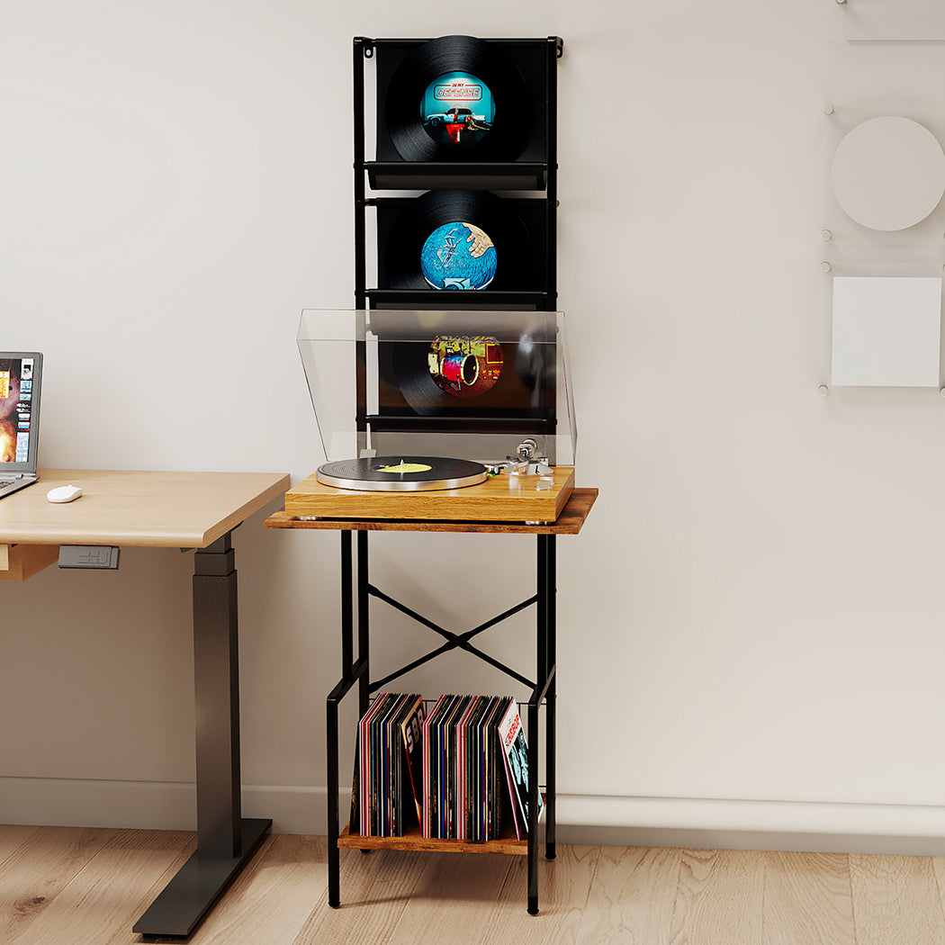 Tall Record Player Stand Vinyl Storage Up to 200 Albums Turntable Rack