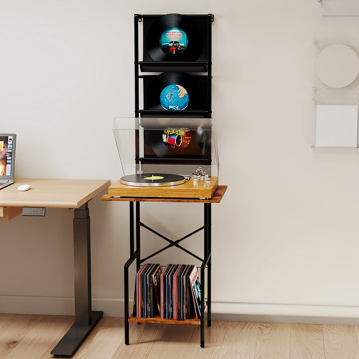 Tall Record Player Stand Vinyl Storage Up to 200 Albums Turntable Rack