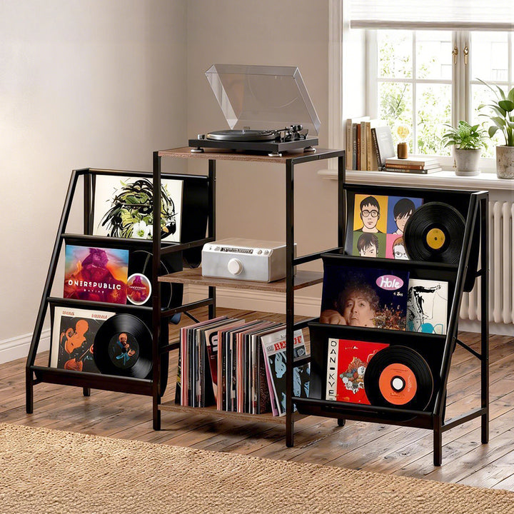 Record Player Stand Vinyl Storage Up to 280 Albums Turntable Stand Shelf
