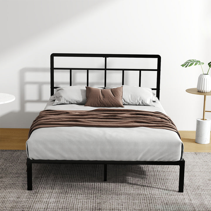 Double Bed Frame Metal Base Platform Headboard Heavy Duty Mass Storage