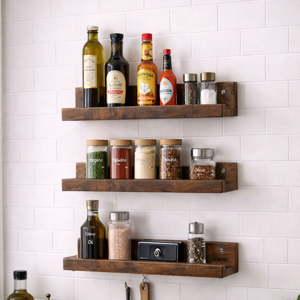Floating Shelves 3 Pack Wall Mounted Wood Storage Display Rack Room Decor