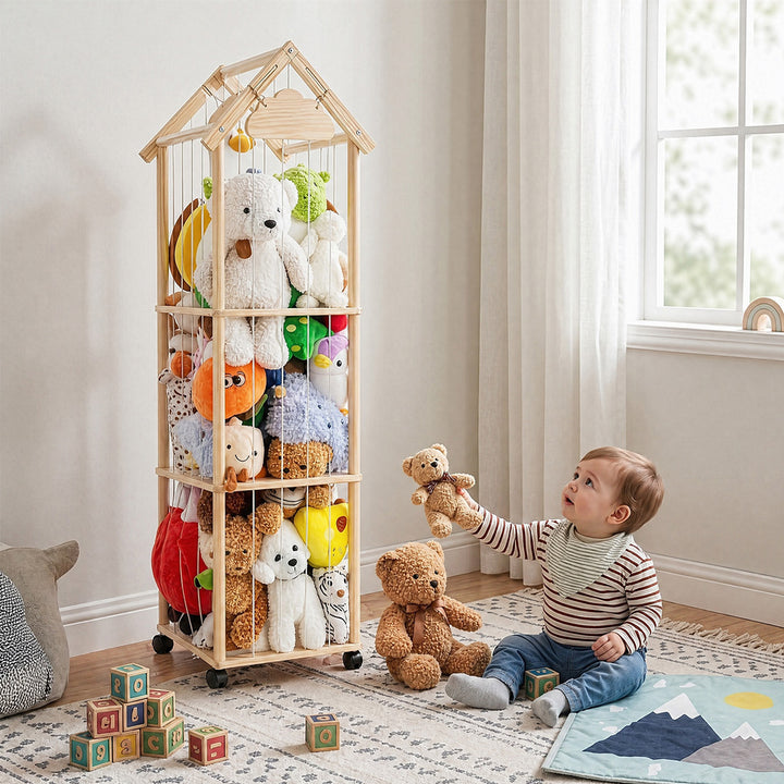 Kids Toys Storage Tube Box Plush Doll Display Organiser 150cm x 40cm