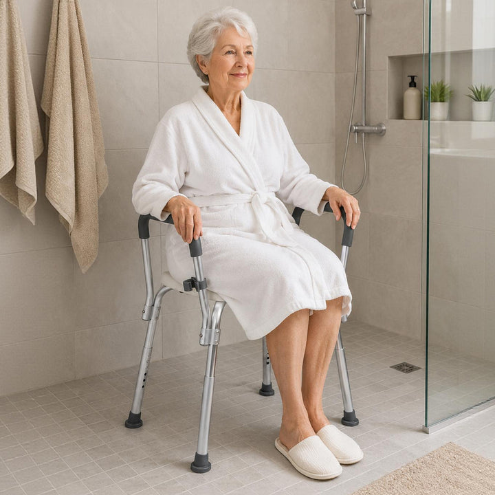 Adjustable Shower Chair Bath Seat with Arms Portable Non Slip Bathroom