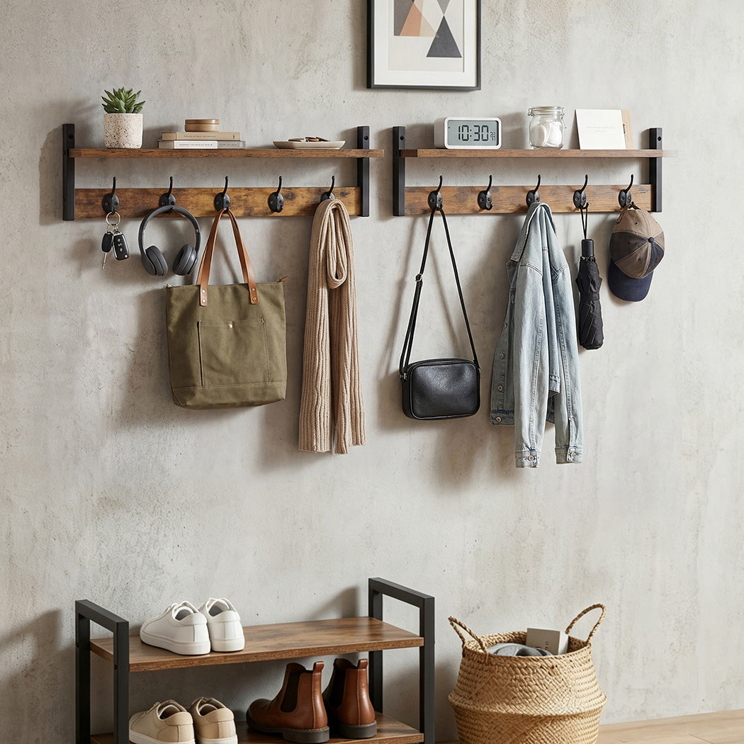 Coat Rack Shelf Wall Mounted Entryway Double Hook Wall Floating Hat Rack