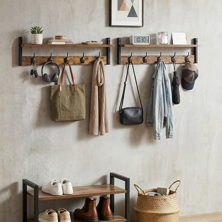 Coat Rack Shelf Wall Mounted Entryway Double Hook Wall Floating Hat Rack