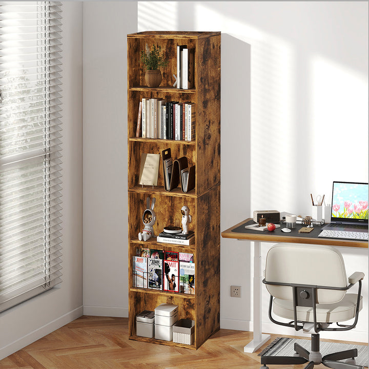 BookShelf Storage Shelves 6 Tier Bookcase Display Unit Organizer Cabinet