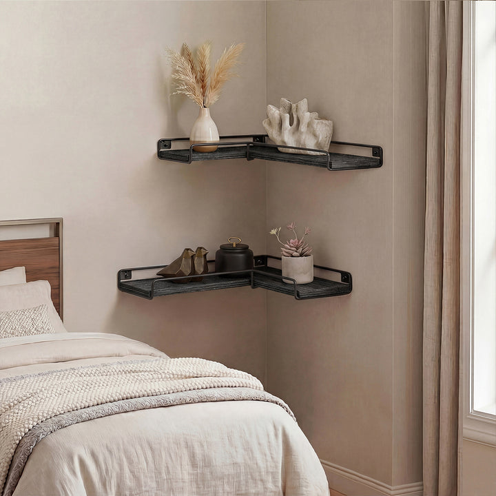 Floating Shelves 2Pcs DIY Corner Wall Shelf Storage Display Rack Bedroom