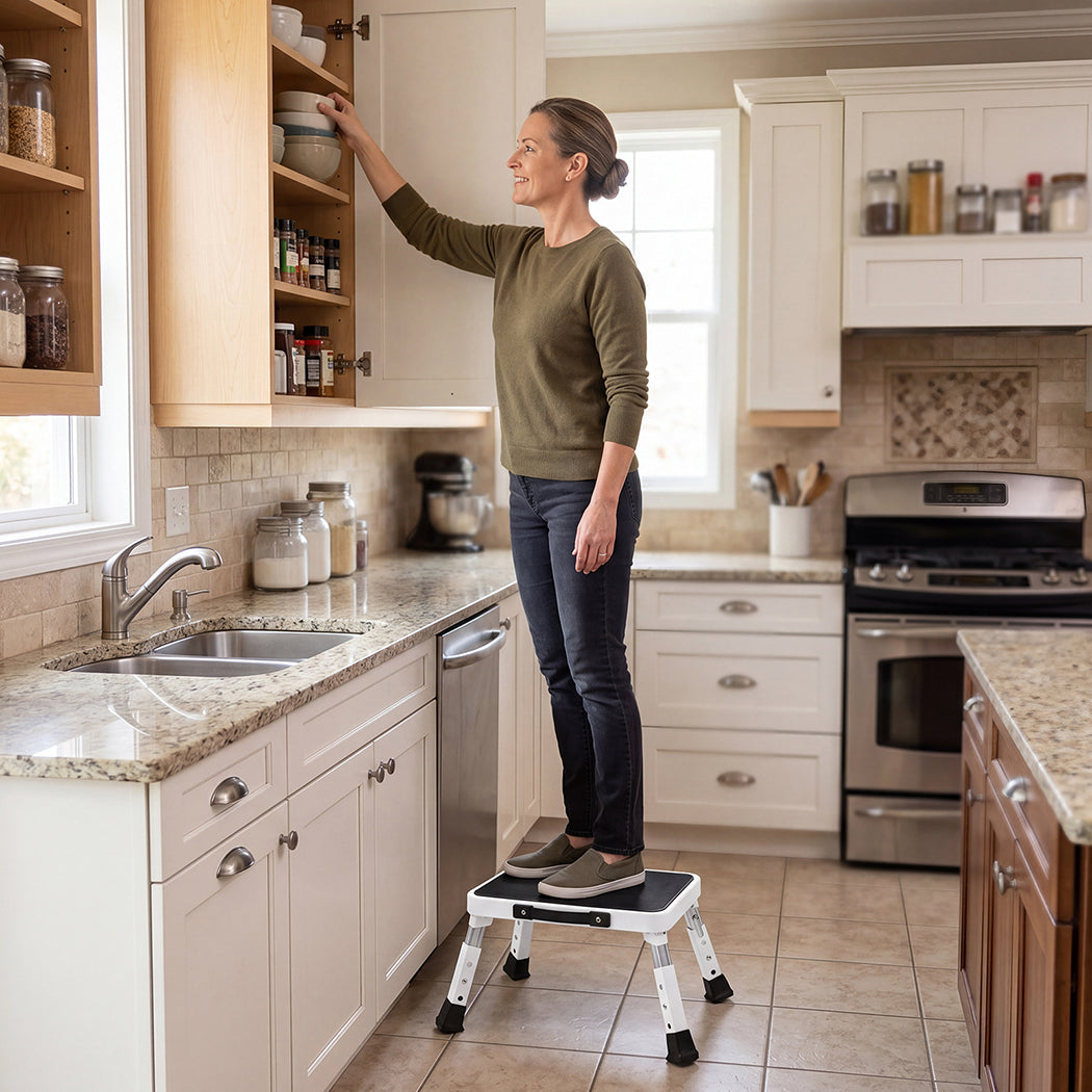 Folding Aluminium Step Stool 150kg 3 Height Adjustable Portable Multi-Use