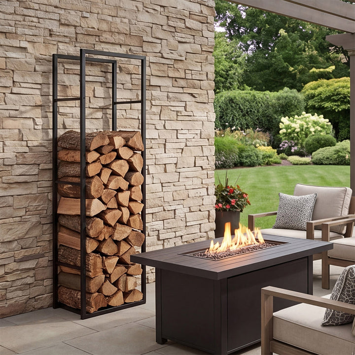 Firewood Rack Steel Outdoor Storage Log Holder Fireplace 40 x 25 x 150cm