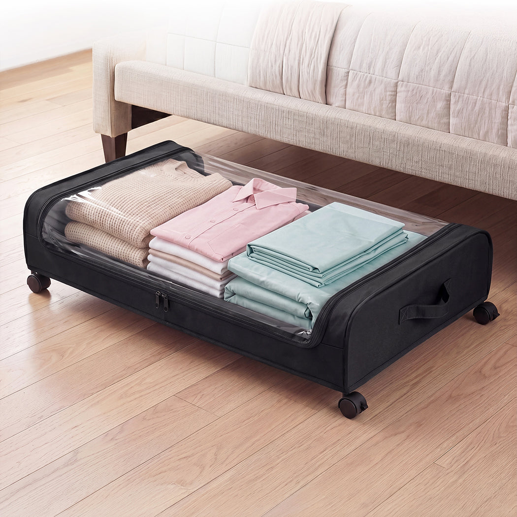 2X Under Bed Storage Containers for Shoe and Apparel Clear-Lidded