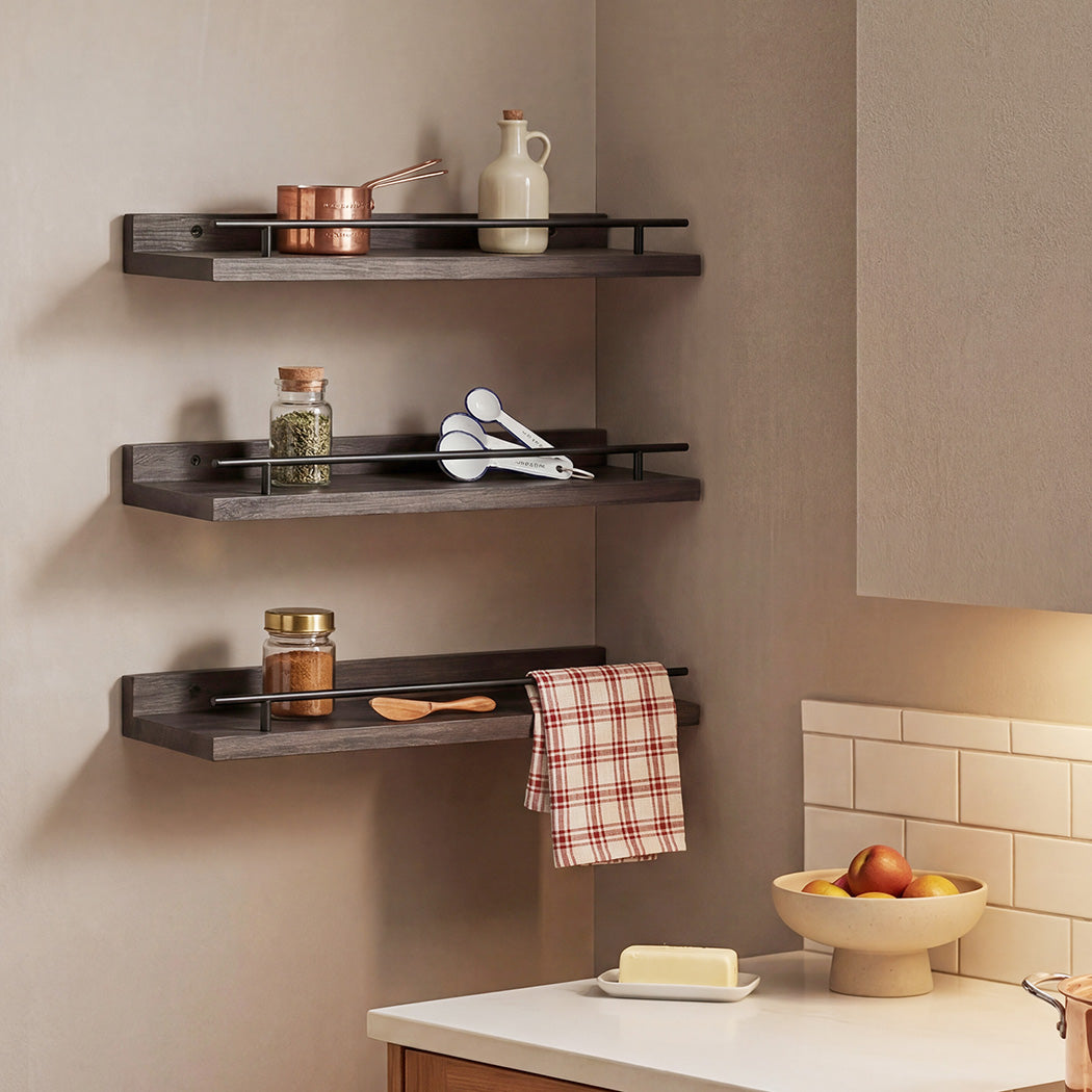 Floating Wall Shelves  3 Pcs Wall Mounted Storage Display Rack Bedroom