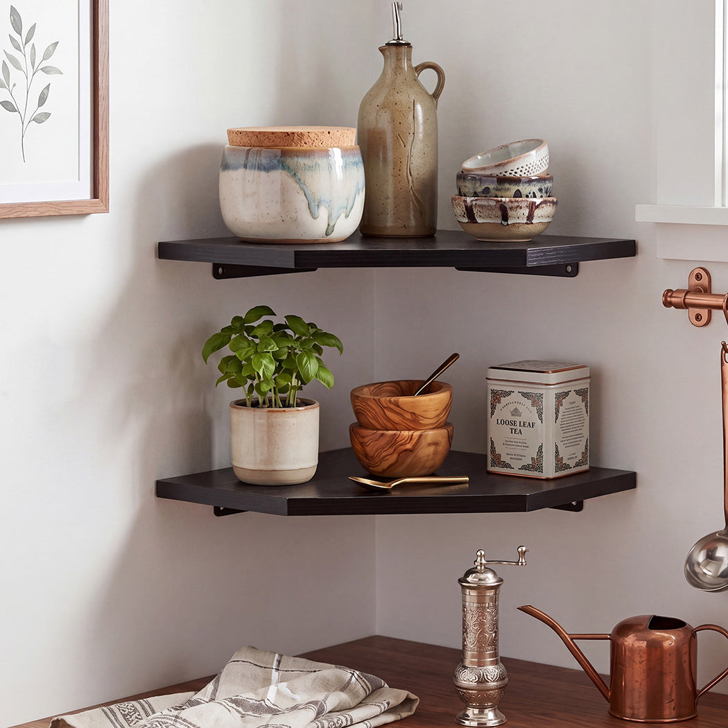 Corner Shelves 2 Pcs Wall Mounted Storage Display Rack Adjustable Bedroom