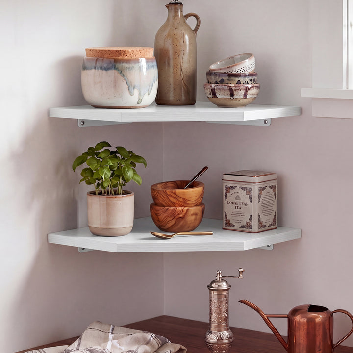 Corner Shelves 2 Pcs Wall Mounted Storage Display Rack Adjustable Bedroom