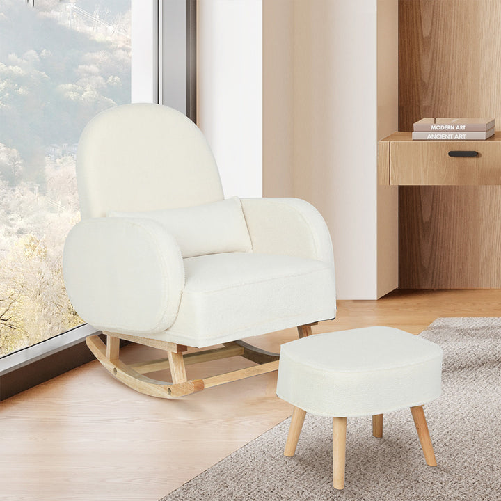 Fleece Rocking Chair with Footstool