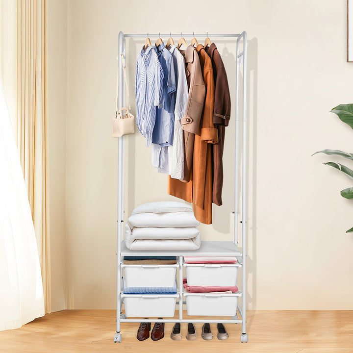 Clothes Rack Stand Heavy Duty Steel Hanging Garment Organizer Coat Shelf