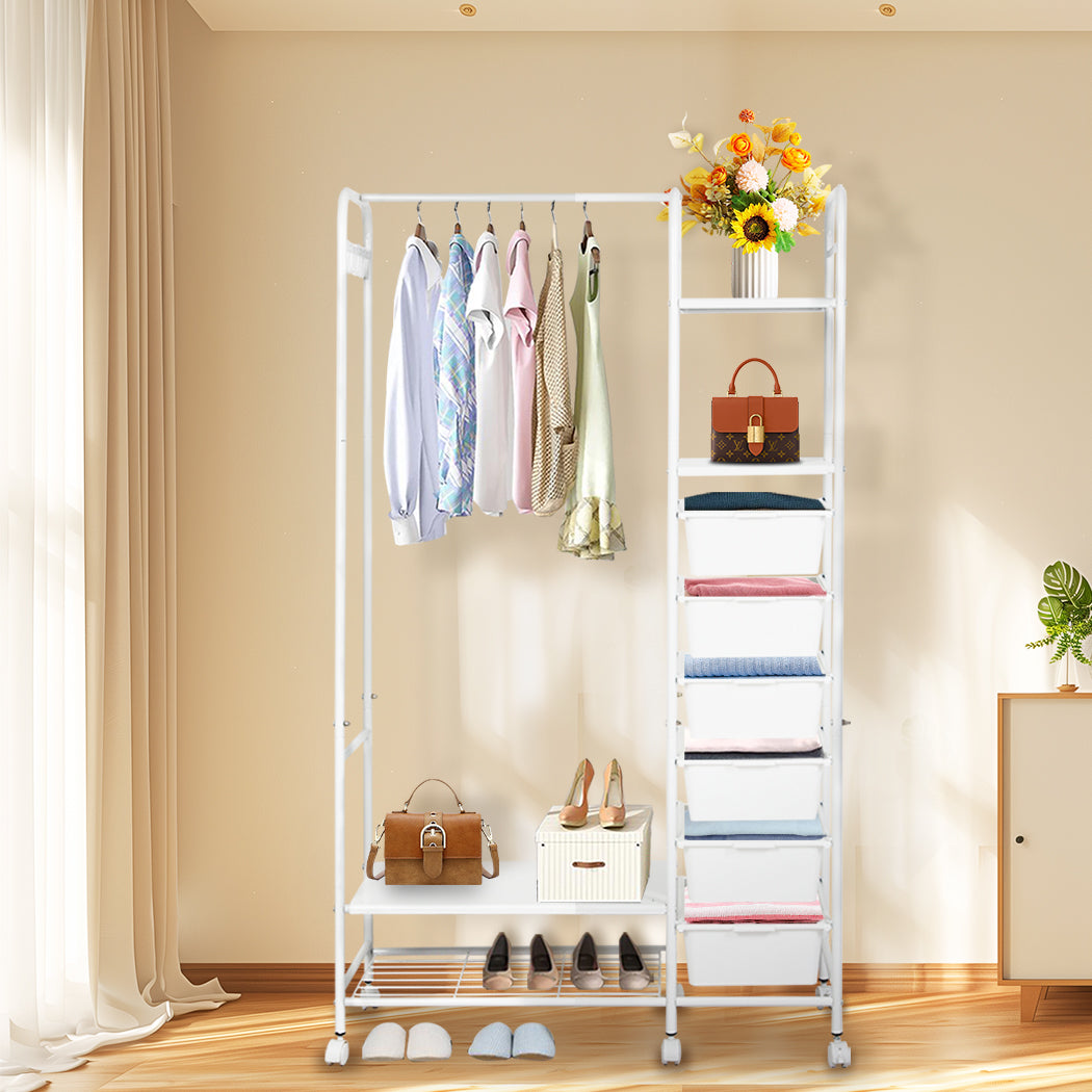 Clothes Rack Stand Heavy Duty Steel Hanging Garment Organizer Coat Shelf