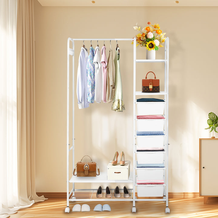 Clothes Rack Stand Heavy Duty Steel Hanging Garment Organizer Coat Shelf