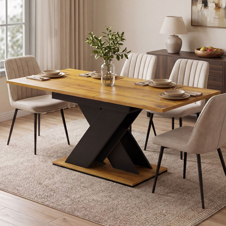 Levede Dining Table Extendable 120cm-160cm 6 People Rectangular Dining Room