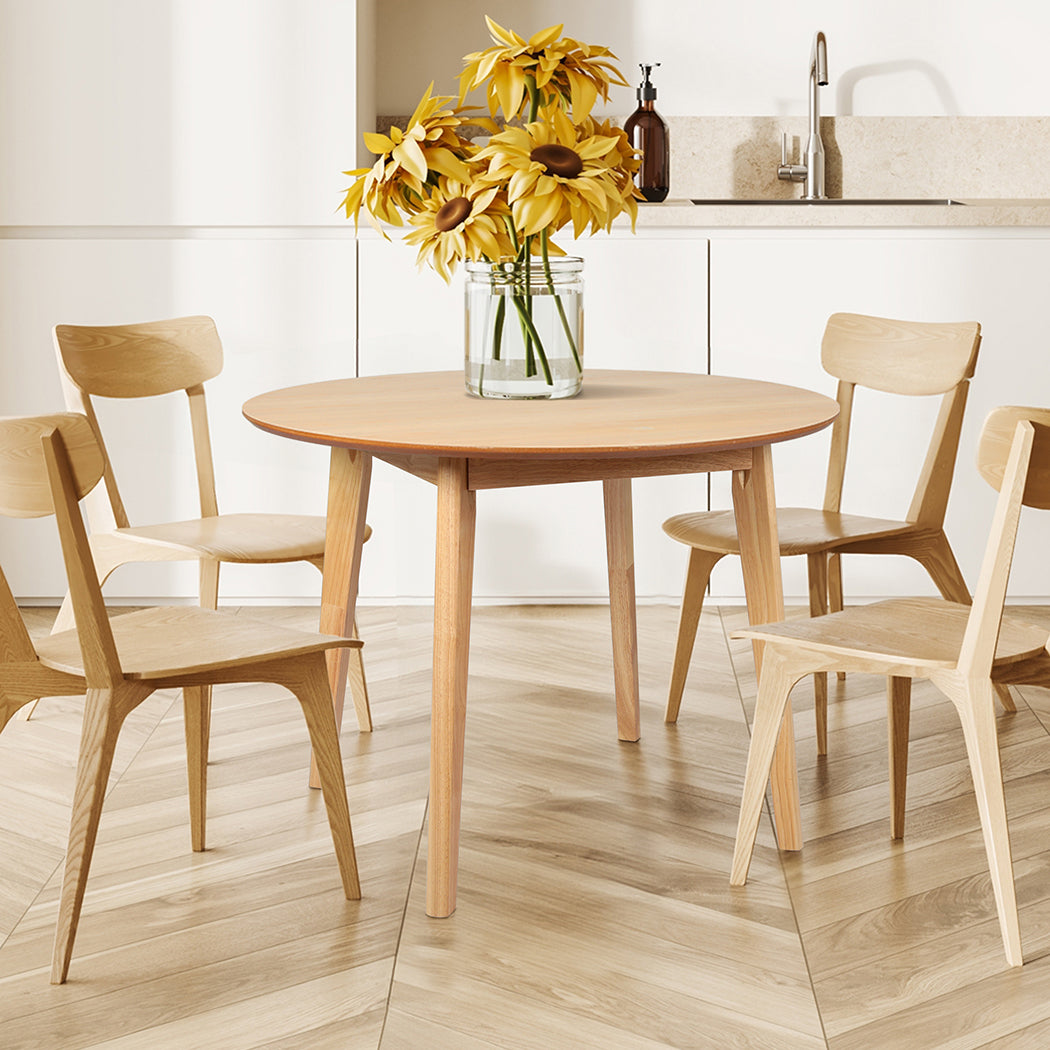 Levede Dining Table Round Rubberwood Base 100cm and 120cm - Levede