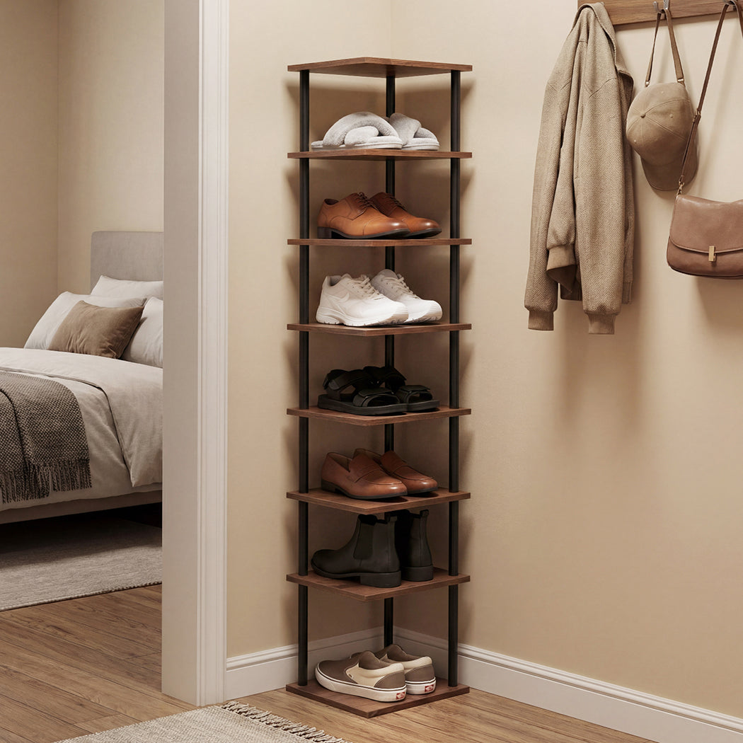 Vertical Shoe Rack 8-Tier Space Saving Narrow Corner Organiser Storage