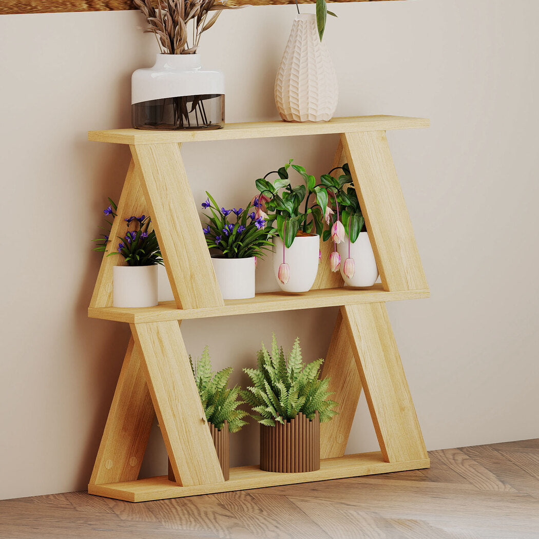 Slim Side Table with Magazine Rack Two-Tier Storage Compact Coffee Table