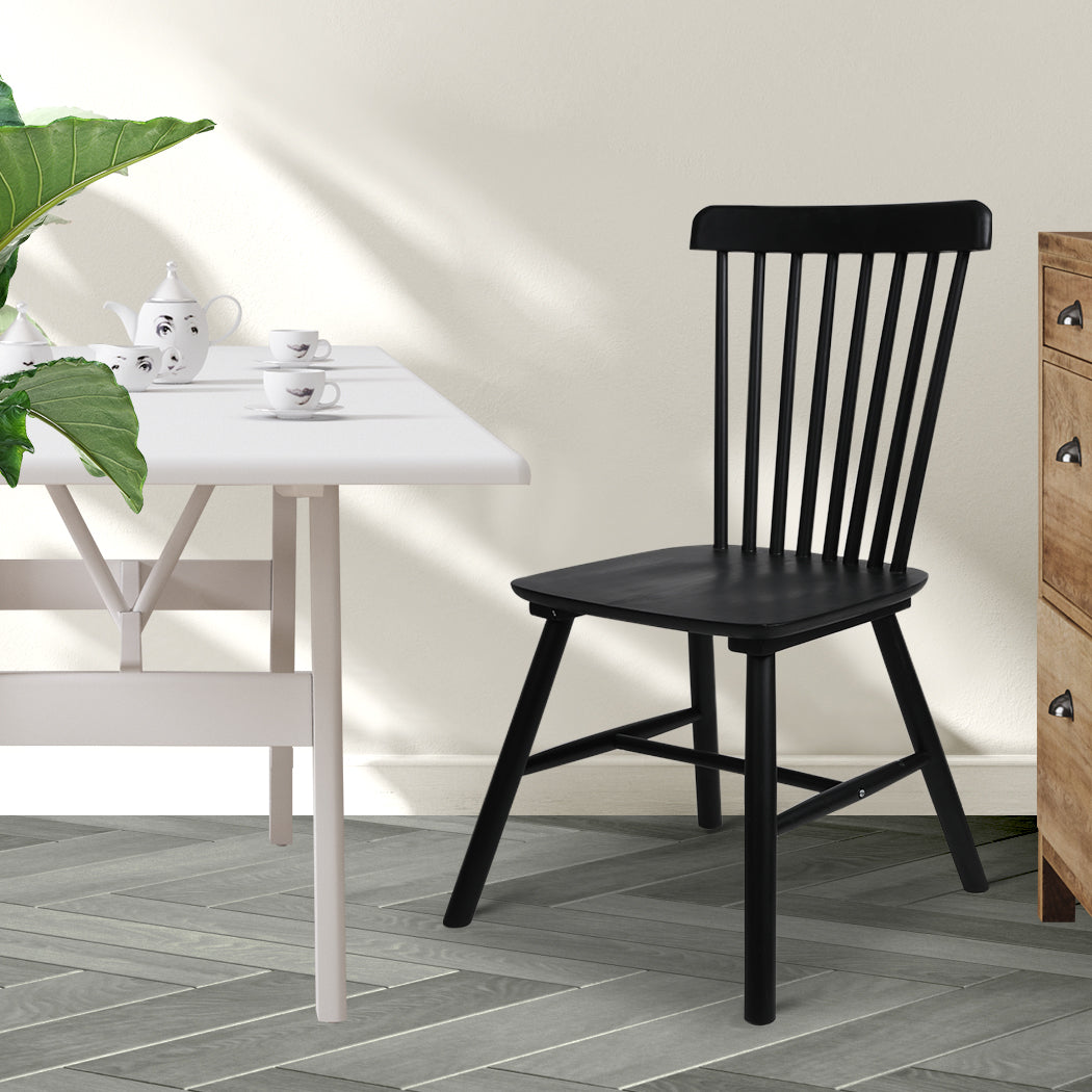 Levede 2x Dining Chairs Kitchen Windsor Oak and Black - Levede