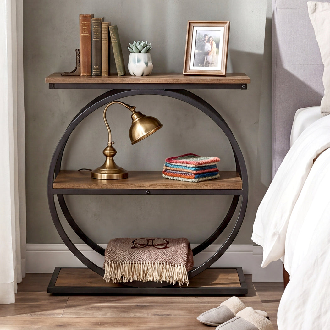 Narrow Side Table 3 Tiers End Table Adjustable Sofa Side Table Bedroom