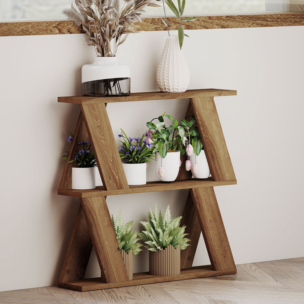 Slim Side Table with Magazine Rack Two-Tier Storage Compact Coffee Table