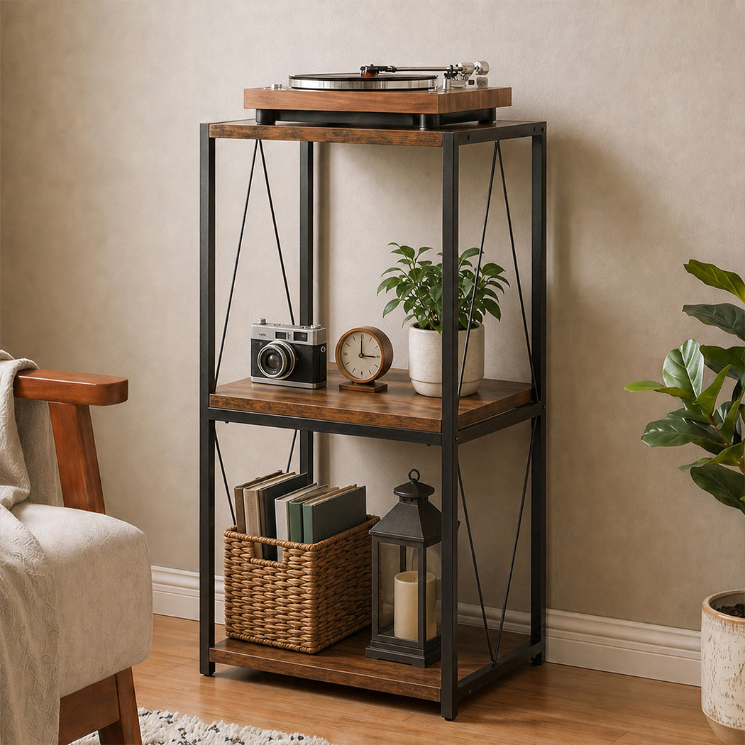 Record Player Stand Vinyl Storage Cabinet LP Rack Turntable Shelf Retro