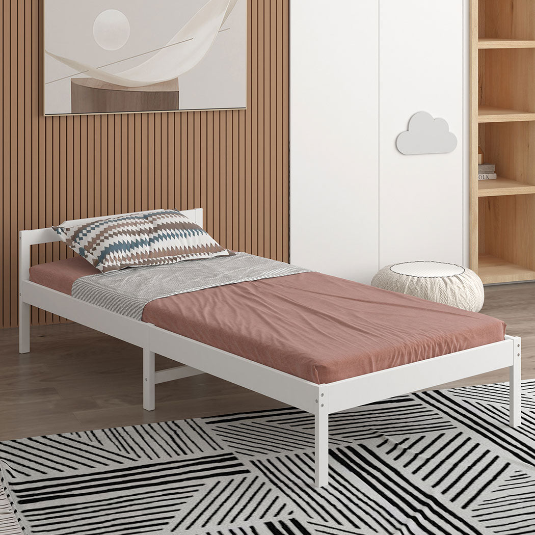 Levede Wooden Bed Frame - White - Levede