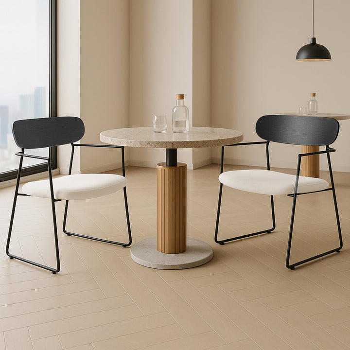 2x Dining Chairs Padded Armchair Soft Upholstered Metal Leg with Arms