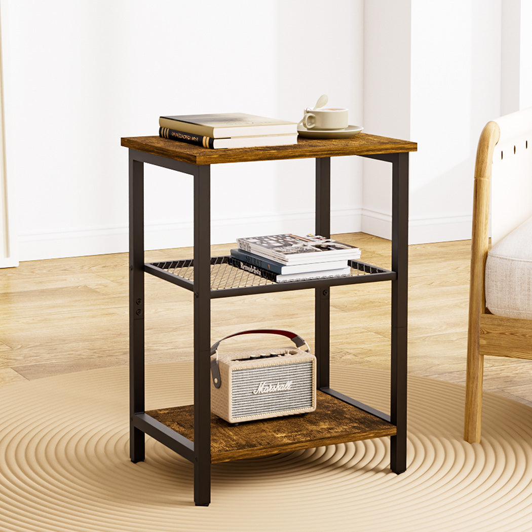 Side Table 3-Tier Sofa Couch Bedside Coffee Table Laptop Desk Shelf