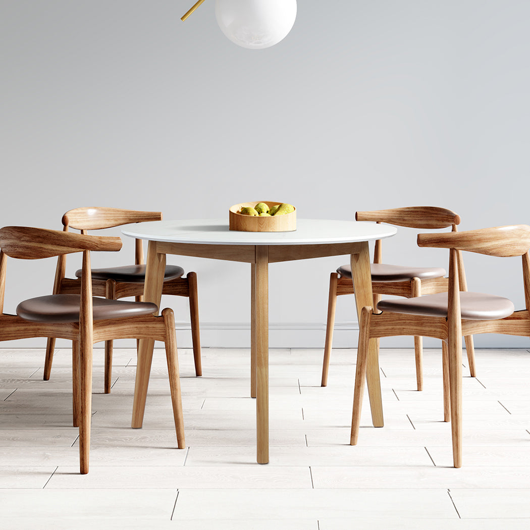 Levede Dining Table Round Rubberwood Base 100cm and 120cm - Levede