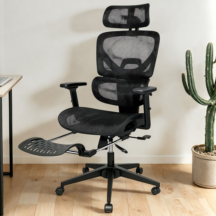 Ergonomic Office Chair with Footrest - Black