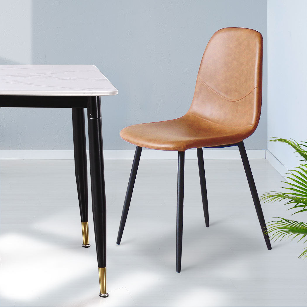 Brown Leather Dining Chairs 4 Set