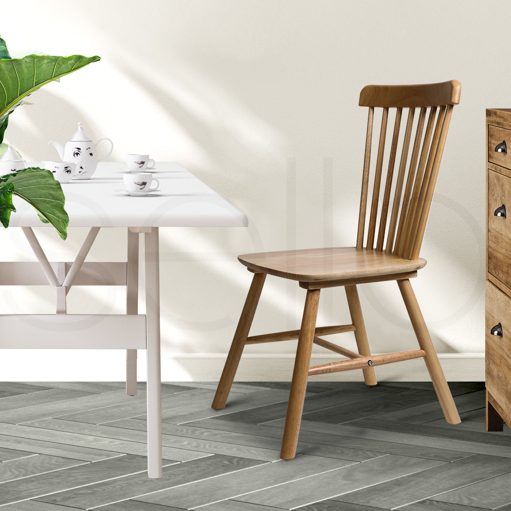 Levede 2x Dining Chairs Kitchen Windsor Oak and Black - Levede