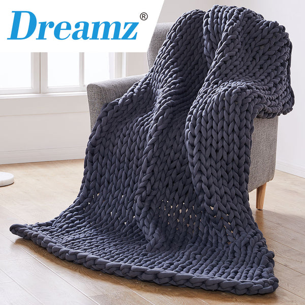 Dreamz Knitted Weighted Blanket Chunky Dark Grey Double 7KG.