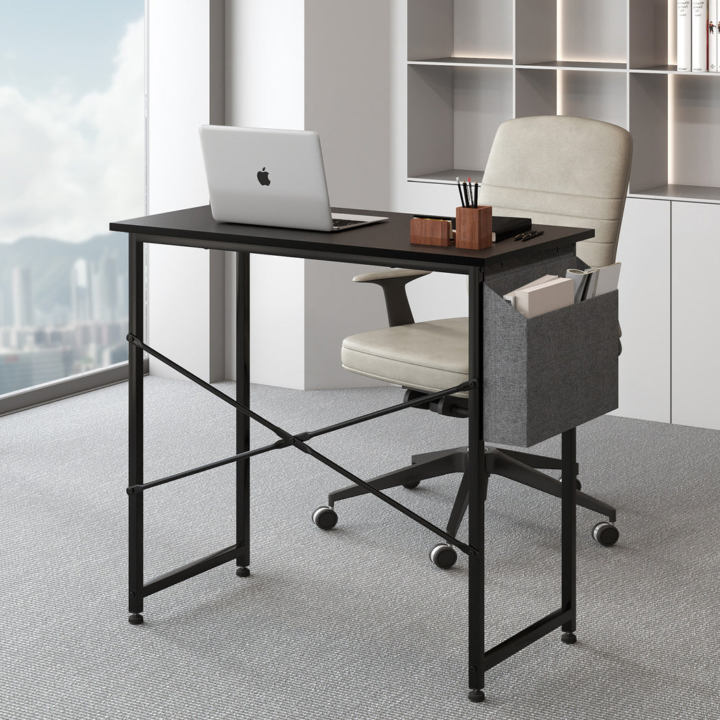 Computer Desk Study Table with Storage Bag Home Office 80cm Black