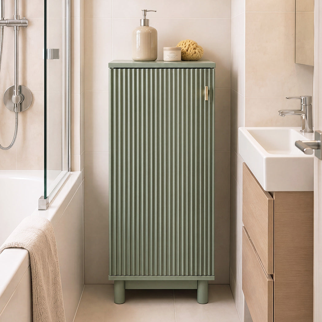 Bathroom Cabinet Freestanding Storage Cupboard Slim 3 Tier Shelves