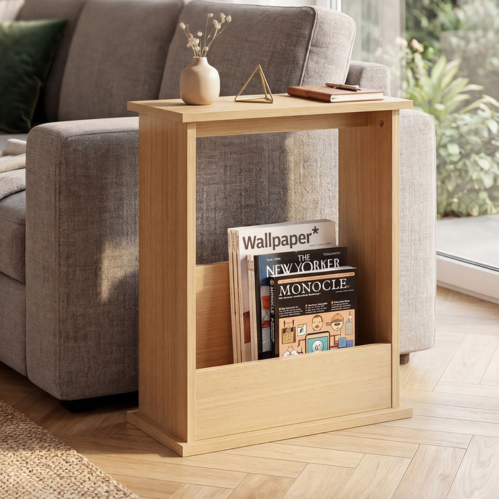 Levede Slim Side Table Magazine Rack Narrow Sofa End Table Storage Living Room