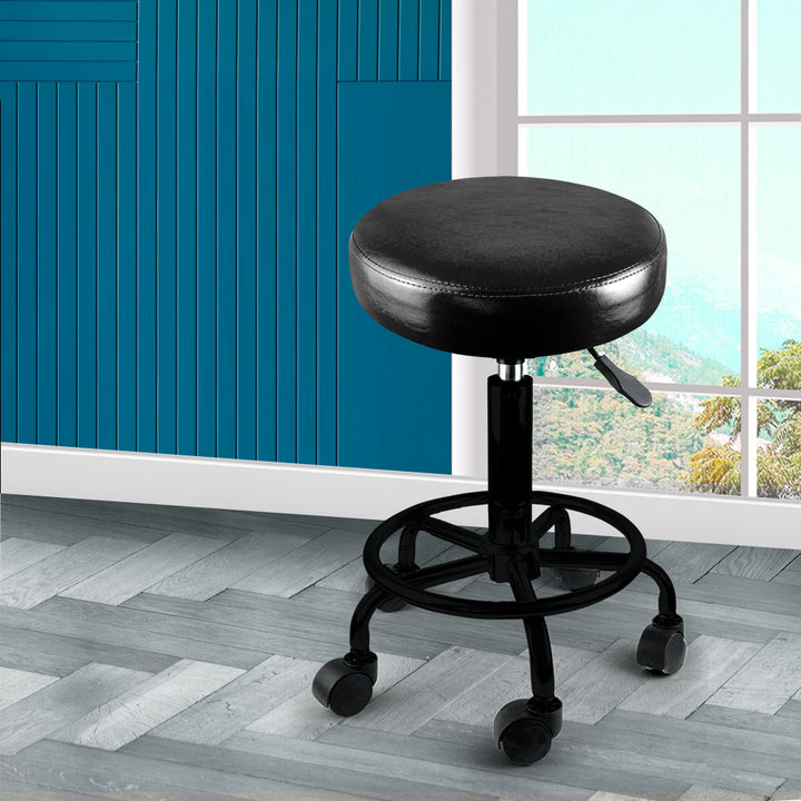 Levede Salon Stool Swivel Bar Stools Black with Black Stand-1843791305059209222