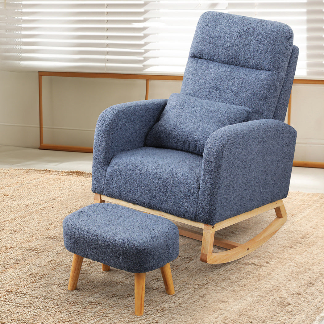 Levede Rocking Chair Rocker Armchair Lounge Sofa Ottoman Footstool Side Pocket - Levede