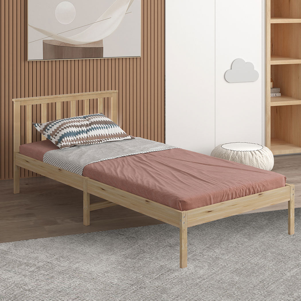 King Single Wooden Bed Frame Full Natural