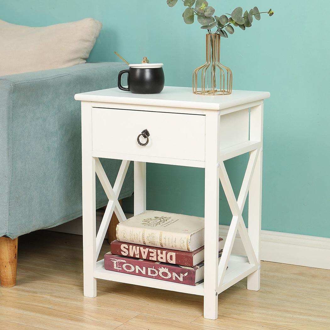 Levede Bedside Tables with Drawers - Set of 1 or 2 - Levede