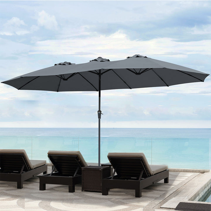 Patio Umbrella Twin Outdoor Garden Pool Sun Shade Stand Double-Sided