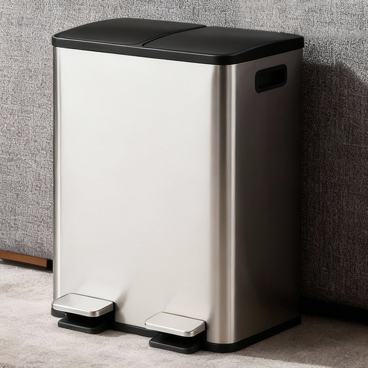 60L Pedal Bin Stainless Steel Kitchen Trash Waste Can Recycling Dustbin