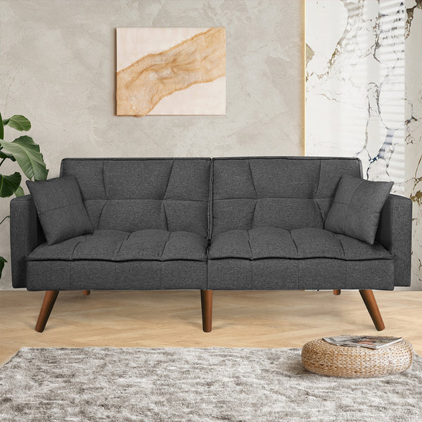 Levede Sofa Bed Futon Convertible Fabric Dark Grey.
